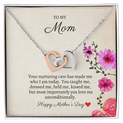 To My Mom - Unconditional Love - Necklace Interlocking Hearts Necklace