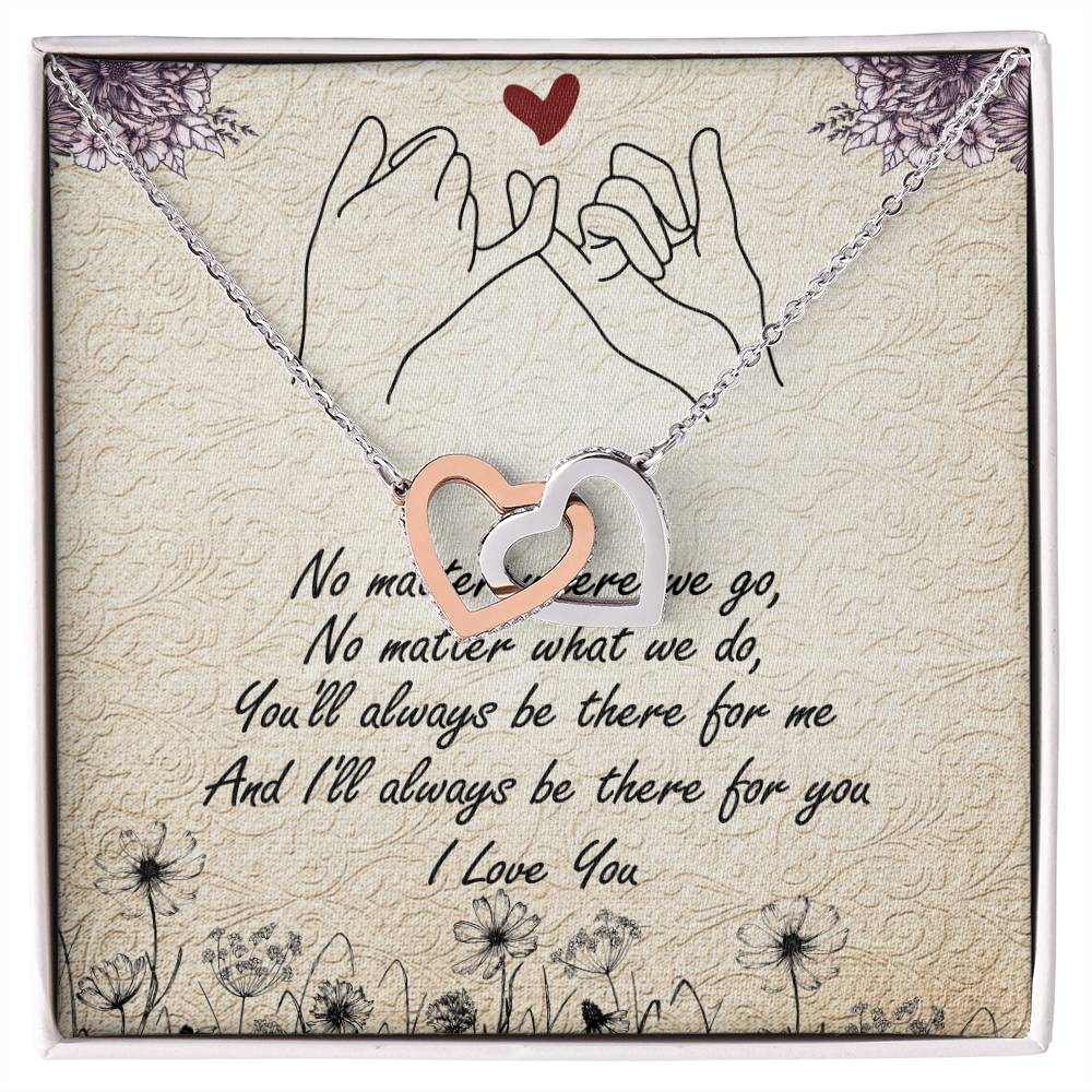 No Matter Interlocking Hearts Necklace Message Card