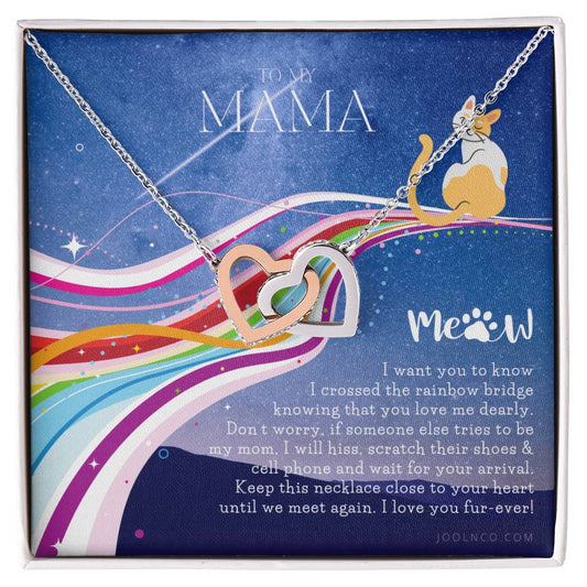 To My Cat Mama Cat Loss Gifts Rainbow Bridge Cat Pet Sympathy Gift Cat Loss Necklace Until We Meet Again Necklace Loss Of Cat Memorial Necklace Interlocking Hearts Necklace