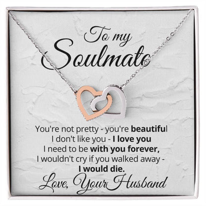 Linked Hearts Necklace Gift For Soulmate Interlocking Hearts Necklace