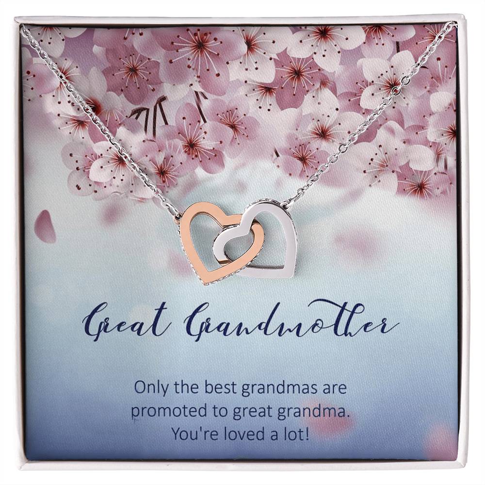 Great Grandmother - Only The Best Grandmas Are Promoted To Great Grandmas - Interlocking Heart Necklace Interlocking Hearts Necklace