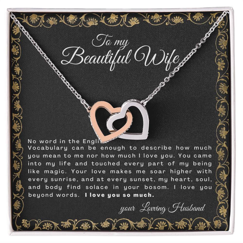 Gift For Wife No Word In The English Vocabulary Interlocking Hearts Necklace