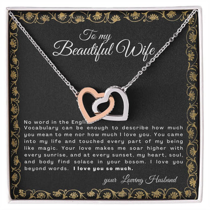 Gift For Wife No Word In The English Vocabulary Interlocking Hearts Necklace