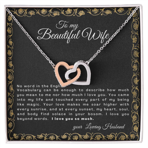 Gift For Wife No Word In The English Vocabulary Interlocking Hearts Necklace