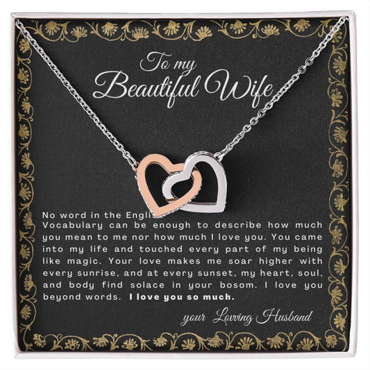 Gift For Wife No Word In The English Vocabulary Interlocking Hearts Necklace