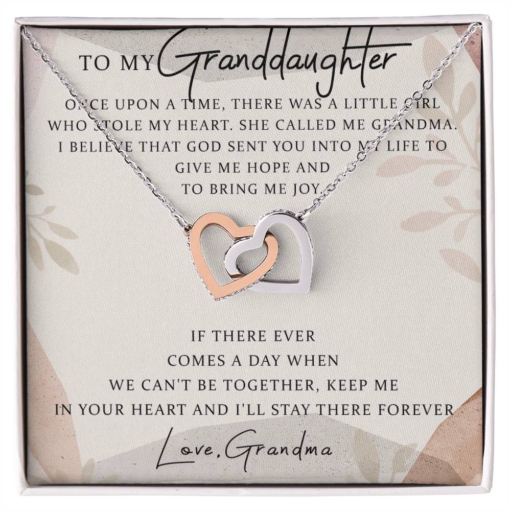 To My Granddaughter Interlocking Hearts Necklace Message Card