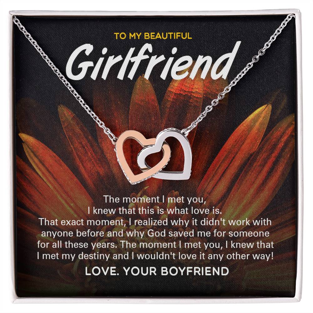 God Saved Me For You - Two Hearts Necklace For Girlfriend Interlocking Hearts Necklace