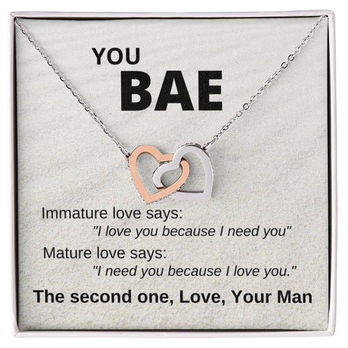 You Bae Linked Hearts Gift For Girlfriend Interlocking Hearts Necklace