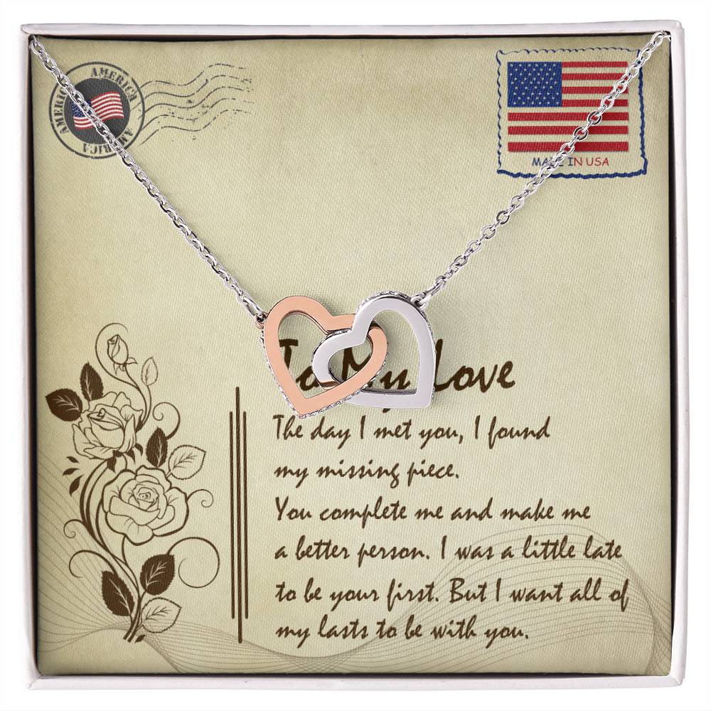 To My Love Interlocking Hearts Necklace Message Card