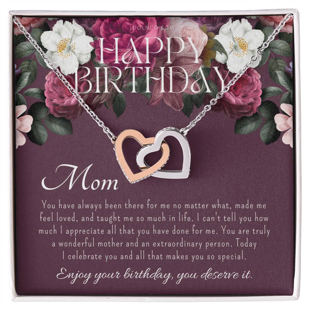 Mother'S Birthday Gift Necklace For Mom'S Birthday Elegant Gift For Mom From Daughter & Son Best Mom Gift Message Card Elegant Gift Interlocking Hearts Necklace