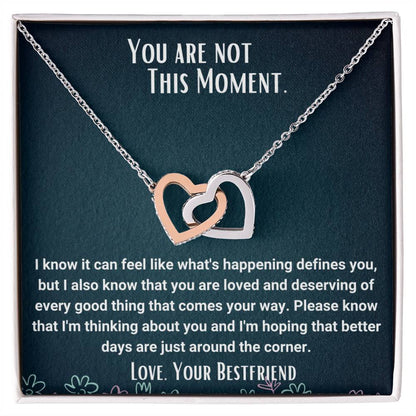 Interlocked Necklace Bestfriend Gift Encouragement Message Card Interlocking Hearts Necklace