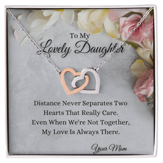 To My Lovely Daughter Interlocking Hearts Necklace
