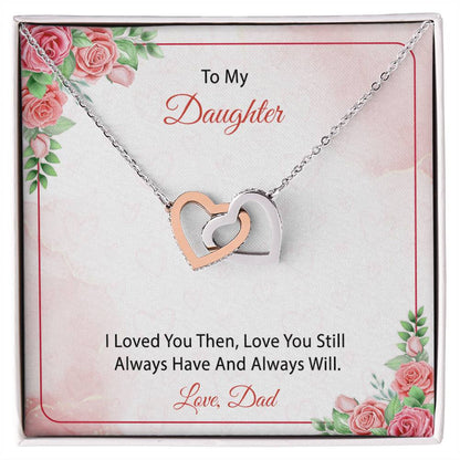 To My Daughter From Dad Interlocking Hearts Necklace