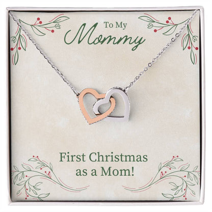 To My Mommy - First Christmas As A Mom - Interlocking Heart Necklace Interlocking Hearts Necklace