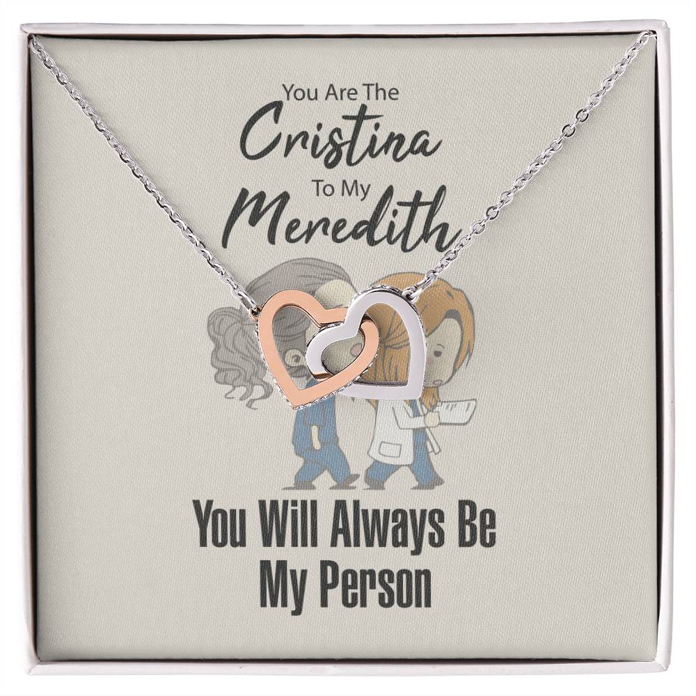 You Are The Cristina To My Meredith Necklace Interlocking Hearts Necklace
