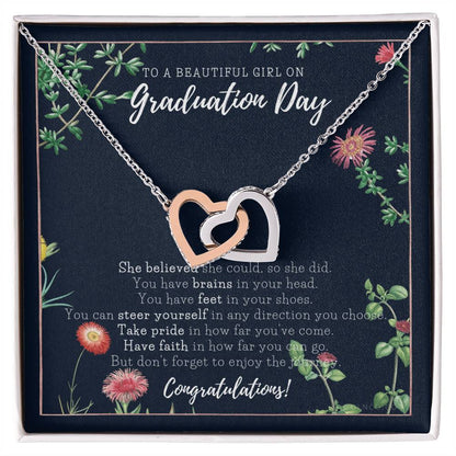 Graduation Gift Necklace For Daughter College Graduation Gift For Her High School Senior Graduation Mba Phd Master Class Of Interlocking Hearts Necklace