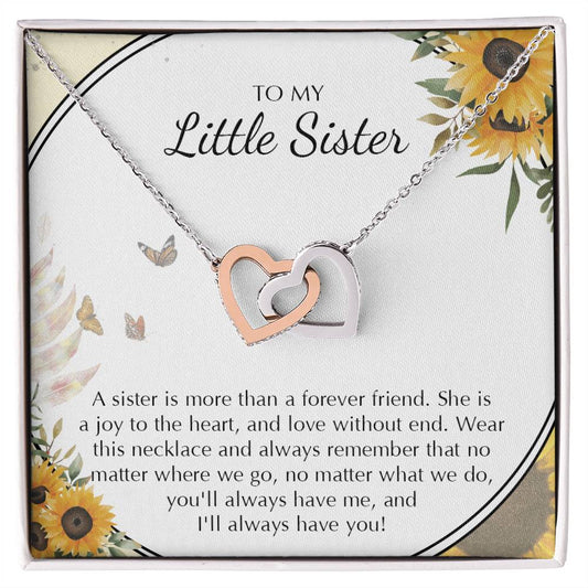 To My Little Sister Necklace Gifts Little Sister Birthday Gift For Little Sister Jewelry Gift For Sister Interlocking Hearts Necklace