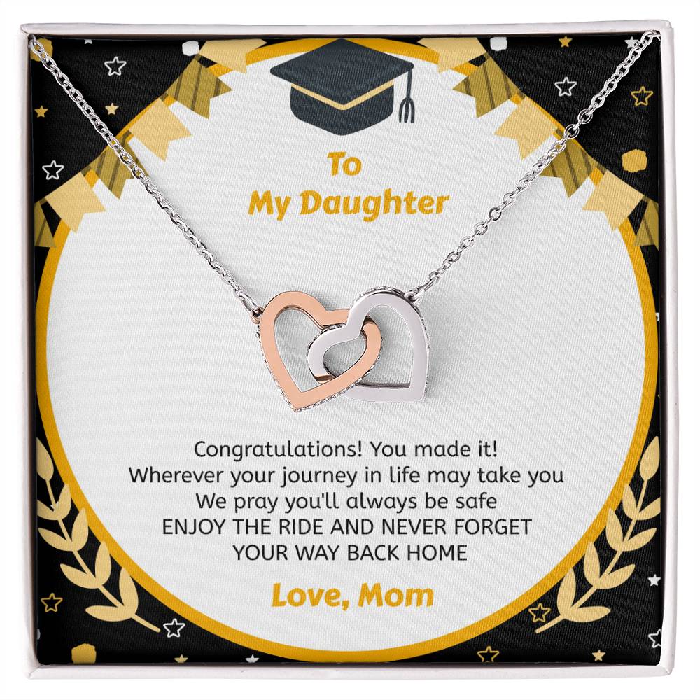 To My Daughter You Made It - Necklace Interlocking Hearts Necklace