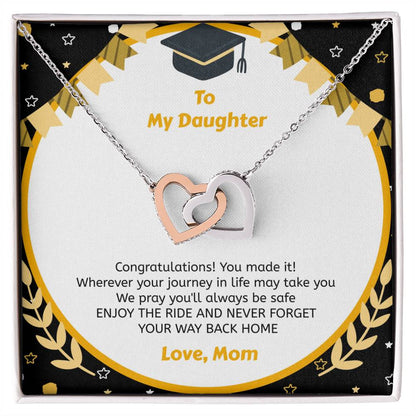 To My Daughter You Made It - Necklace Interlocking Hearts Necklace
