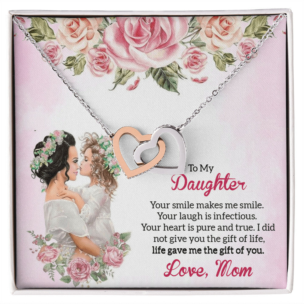Forever Bonding Heart Necklace Gift Set - To My Daughter Interlocking Hearts Necklace