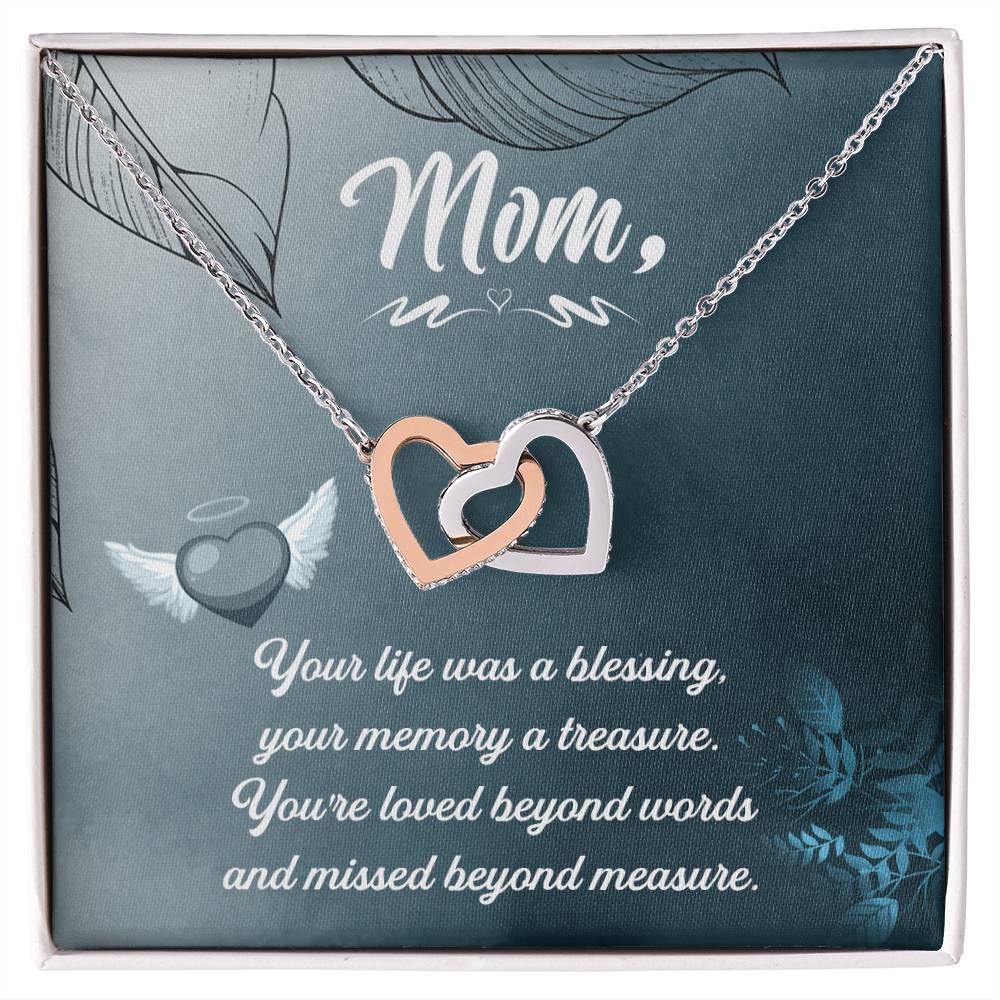 Mom Your Life Was A Blessing - Interlocking Heart Necklace Interlocking Hearts Necklace