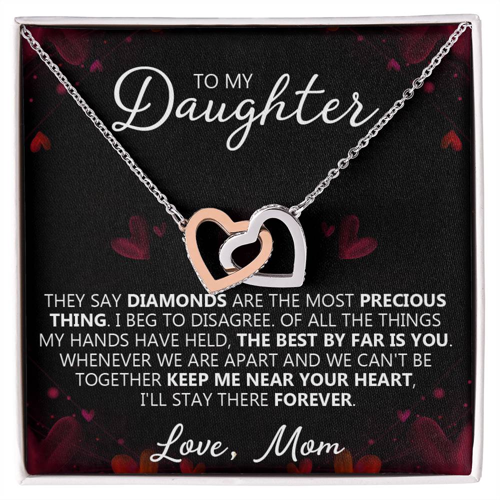 To My Daughter - My Precious - Unique Heart Binding Necklace Gift Set Interlocking Hearts Necklace