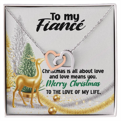To My Fiancé Necklace Jewelry For My Fiancé Sentimental Gifts Necklace For Fiancé Christmas Gifts Necklace Gift Box Message Card Necklace Interlocking Hearts Necklace
