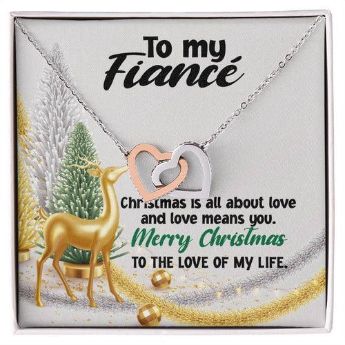 To My Fiancé Necklace Jewelry For My Fiancé Sentimental Gifts Necklace For Fiancé Christmas Gifts Necklace Gift Box Message Card Necklace Interlocking Hearts Necklace
