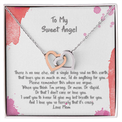 Teen Daughter My Sweet Angel There'S No One Else Hearts Necklace Interlocking Hearts Necklace