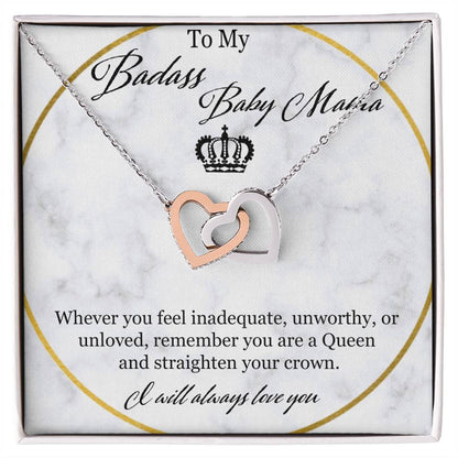 To My Badass Baby Mama Interlocking Hearts Necklace