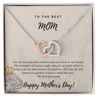 To The Best Mom Interlocking Heart Gift Necklace Interlocking Hearts Necklace