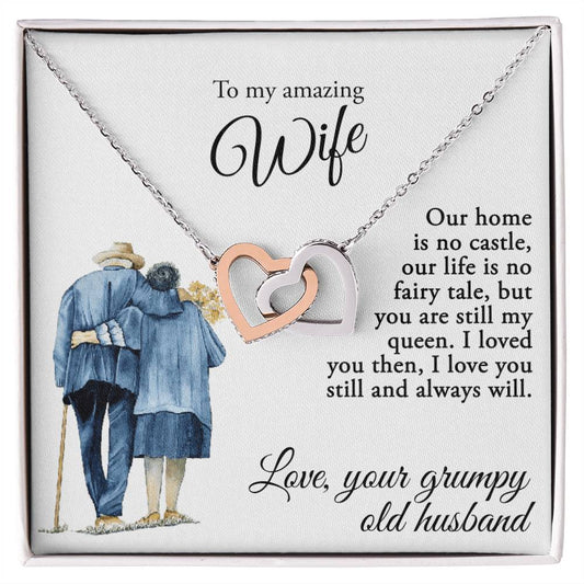 To My Amazing Wife - Love Your Grumpy Old Husband - Necklace Interlocking Hearts Necklace