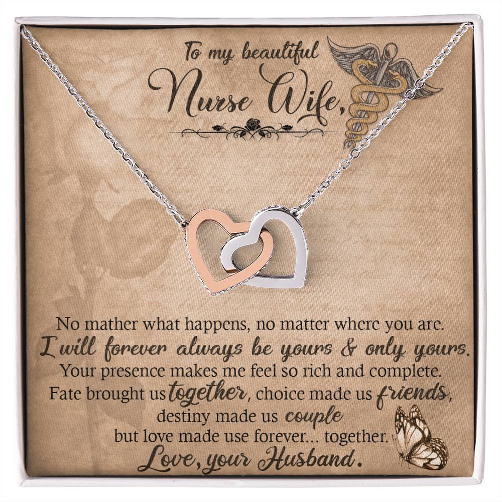 Nurse Wife Interlocking Hearts Necklace