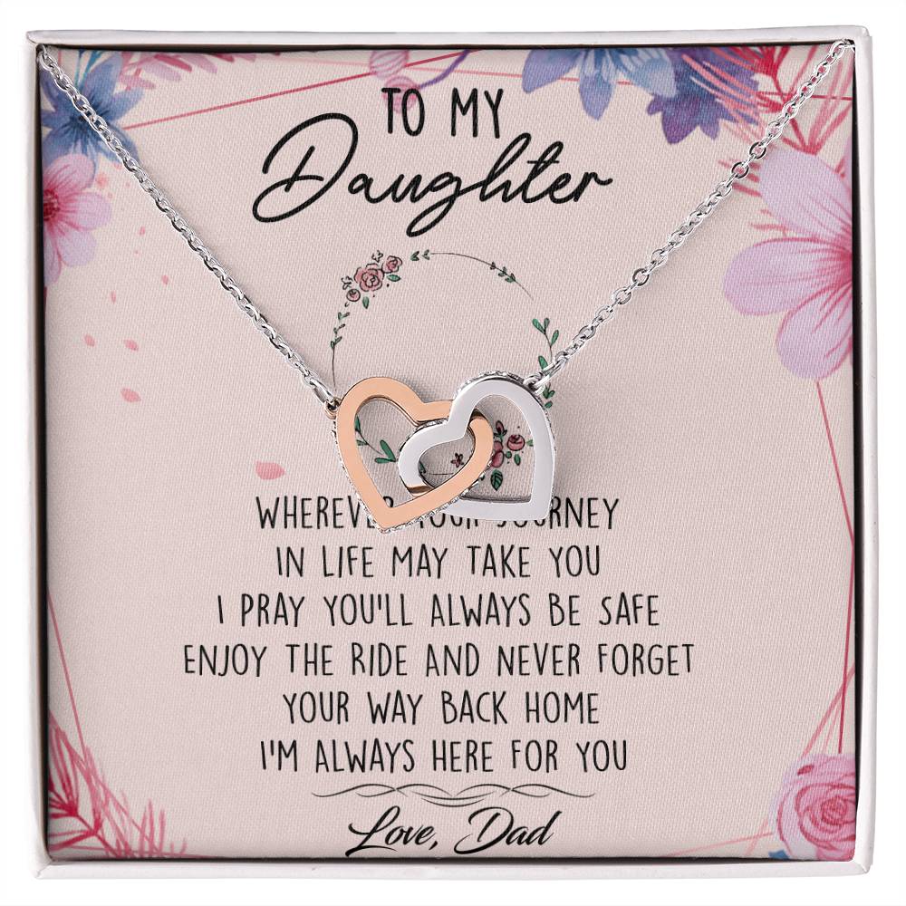 To My Daughter Interlocking Hearts Necklace Message Card