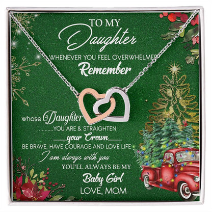 To My Daughter My Baby Girl Interlocking Hearts Necklace Christmas Message Card Gift From Mom