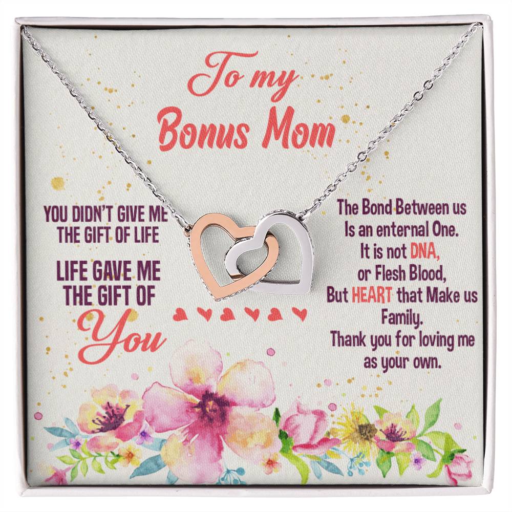 Life Gave Me The Gift Of You - Gift For Bonus Mom Interlocking Hearts Necklace