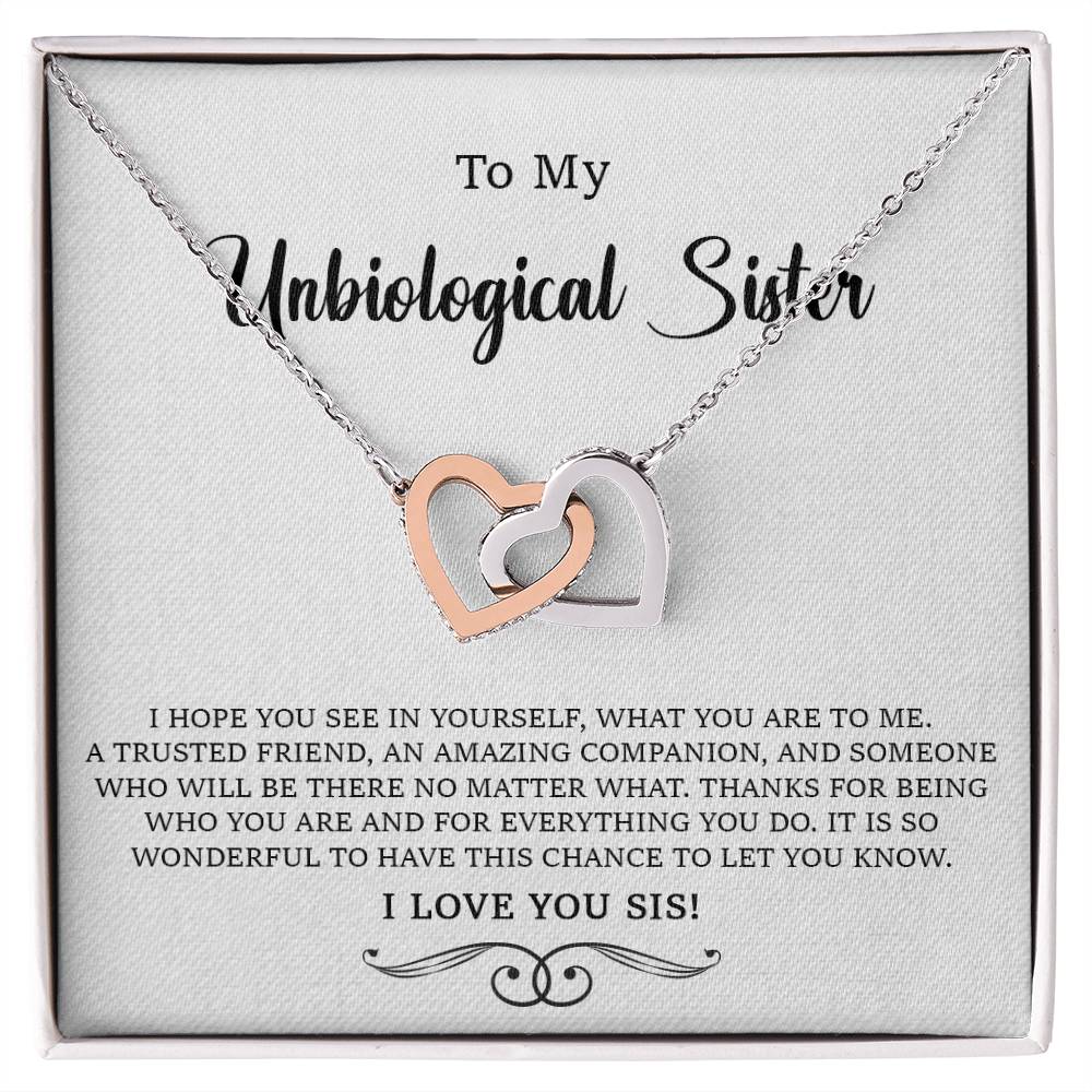 To My Unbiological Sister Necklace Best Friend Gift Jewelry Birthday Gift Anniversary Gift Interlocking Hearts Necklace