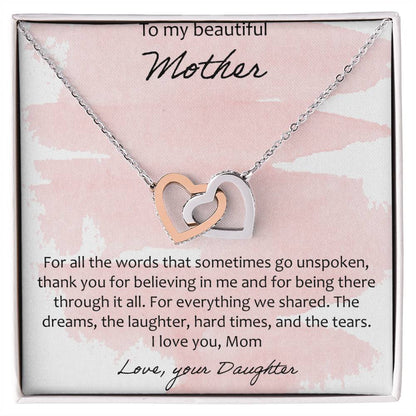 To My Beautiful Mother Interlocking Hearts Necklace