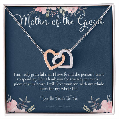 Mother Of The Groom Gift Necklace Wedding Gift Bridal Party Rehearsal Dinner Man Of My Dreams Parent Of Groom Mother In Law Gift Interlocking Hearts Necklace