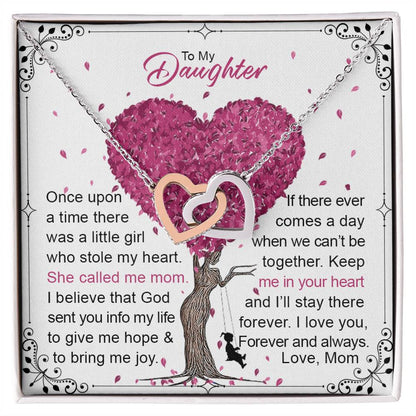 To My Daughter Interlocking Hearts Necklace