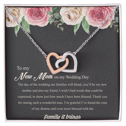To My New Mom On My Wedding Day Interlocking Hearts Necklace