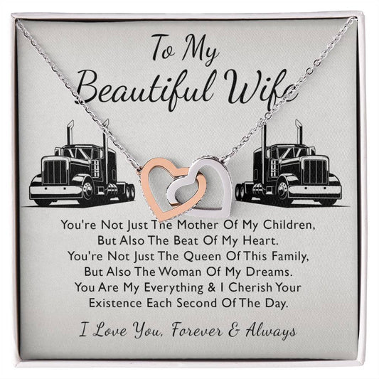 To My Beautiful Wife - Forever Heart Interlocking Hearts Necklace