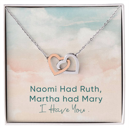 Unbiological Sister Necklace Naomi And Ruth Best Friend Gift Jewelry Interlocking Hearts Necklace