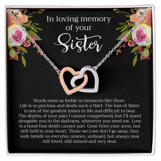 Loving Memory Sister Necklace Interlocking Hearts Necklace