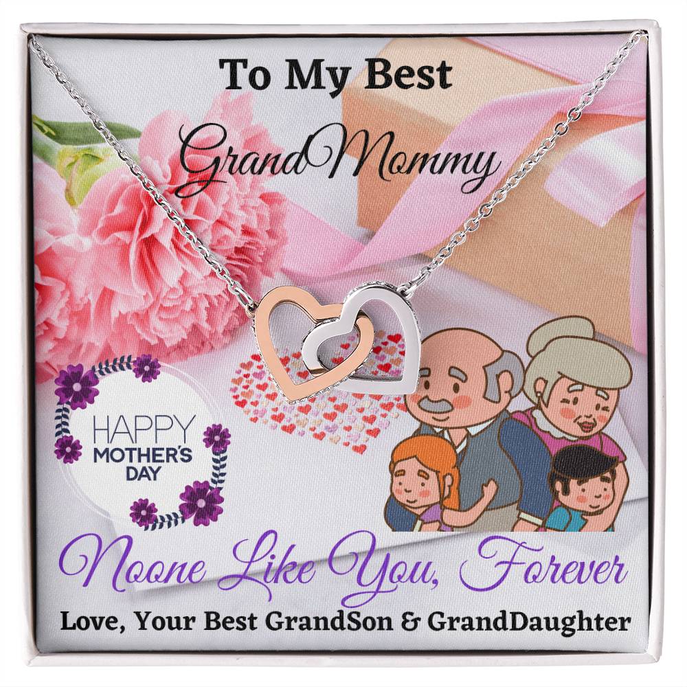To My Best Grandmommy Interlocking Hearts Necklace