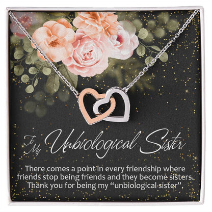 To My Unbiological Sister Interlocking Hearts Necklace