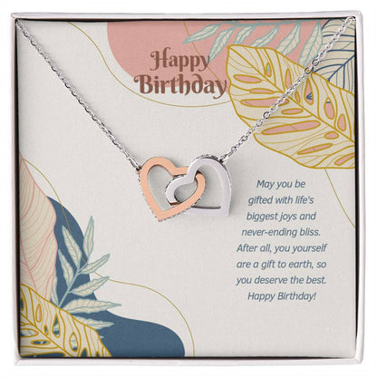 Happy Birthday! You Deserve The Best! - Interlocking Hearts Necklace