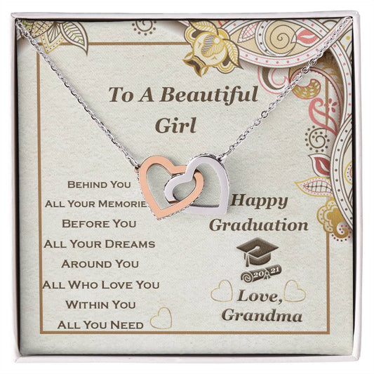 Interlocking Heart Necklace For Granddaughter Graduation Gift Interlocking Hearts Necklace