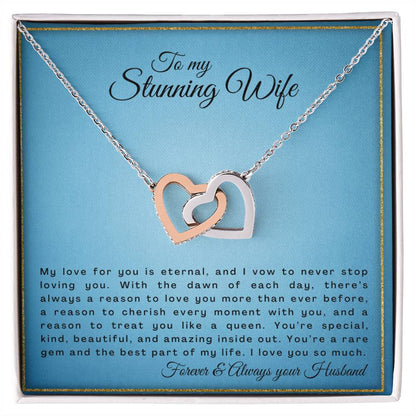 Gift For Wife My Love For You Is Eternal Interlocking Hearts Necklace
