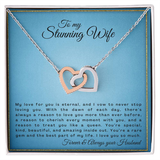 Gift For Wife My Love For You Is Eternal Interlocking Hearts Necklace